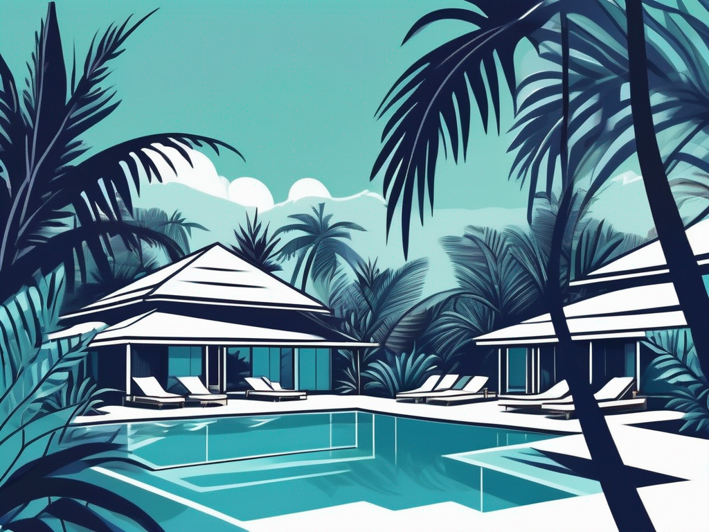 A picturesque fiji resort surrounded by lush tropical plants